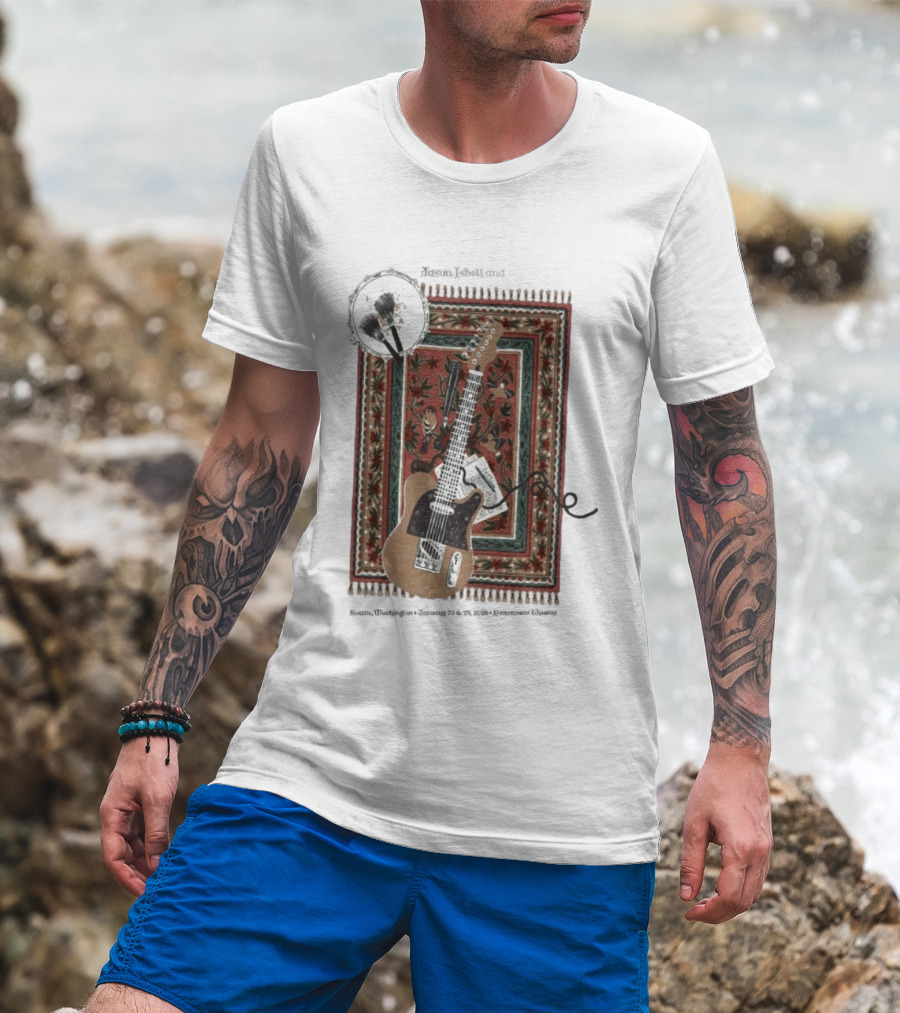 Jason Isbell And The 400 Unit Jan 22 23 Seattle WA Tour Guitar T-Shirt
