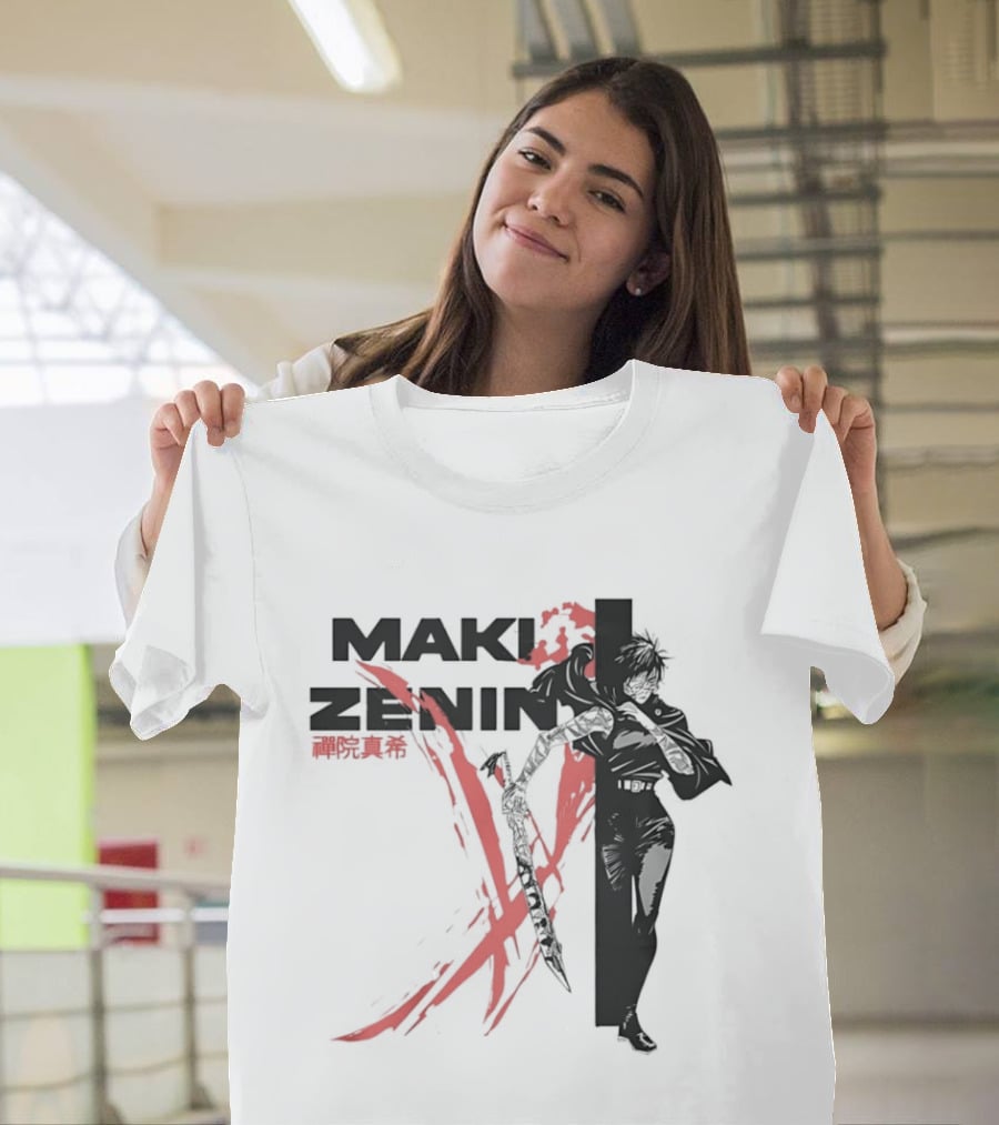 Maki Zenin Jujutsu Kaisen Anime Red Brush T-Shirt