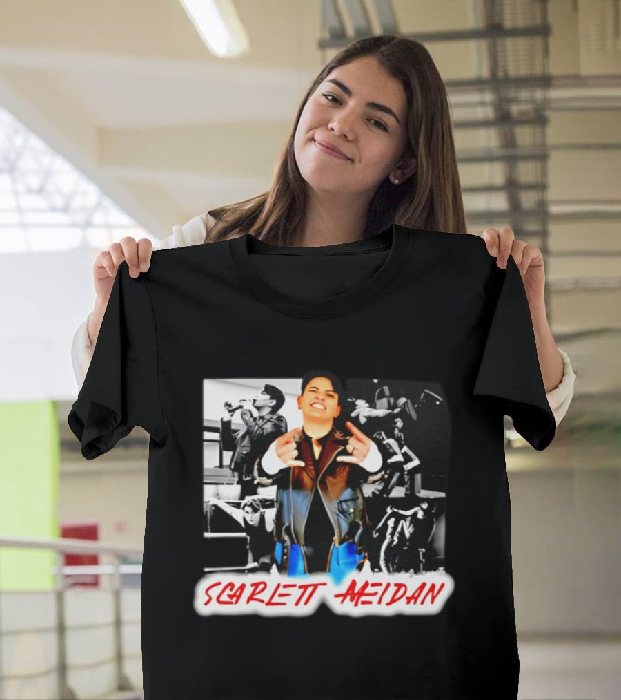 Scarlett Meidan Highlight Collage Jacket Pose T-Shirt