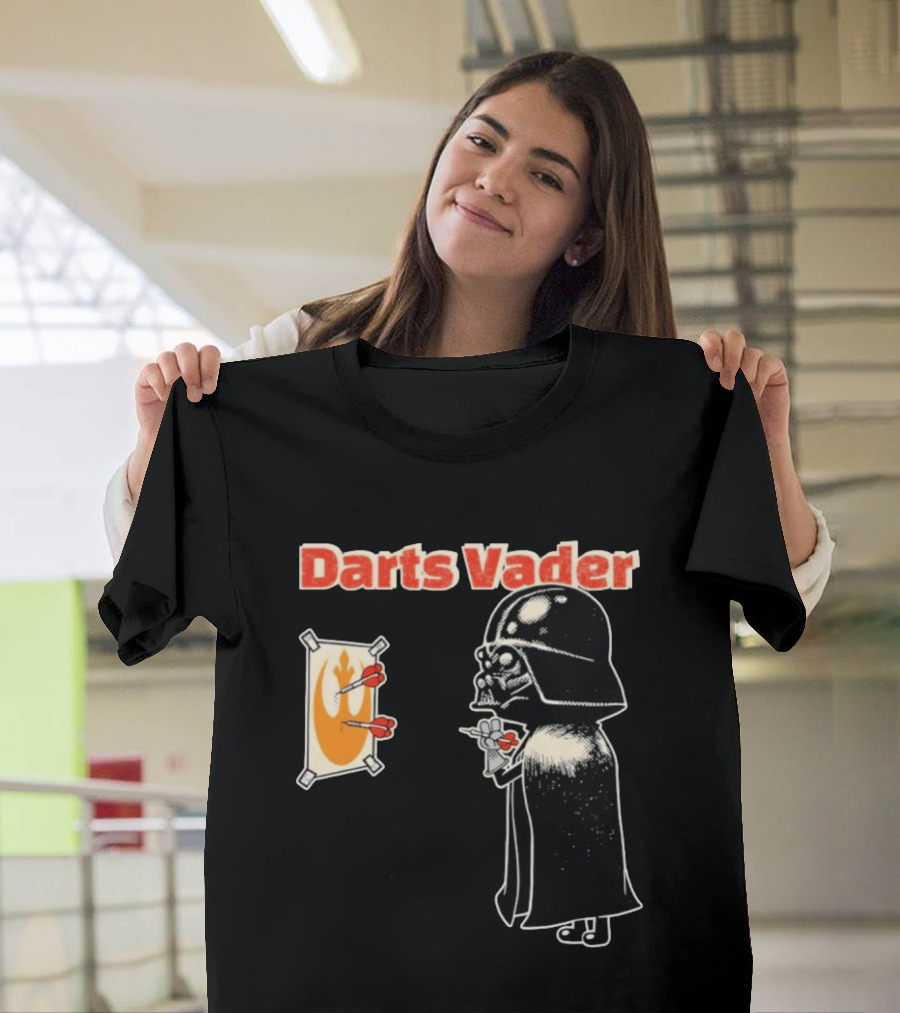 Darts Vader Playing Targets With Iconic Galactic Dartboard Opponent T-Shirt