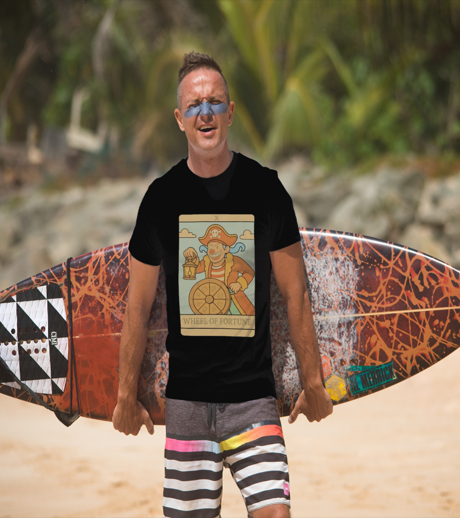 Wheel Of Fortune Tarot Card Pirate Clown Lantern Fortune Wheel T-Shirt