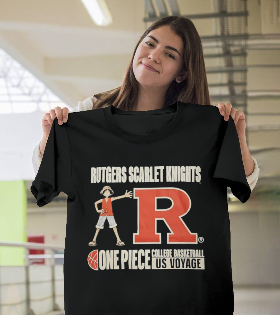 Rutgers Scarlet Knights Luffy One Piece College Basketball US Voyage T-Shirt