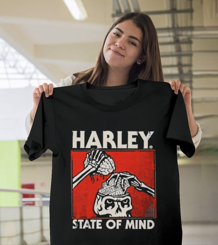 Harley Davidson State Of Mind Skull Skeleton Brain T-Shirt
