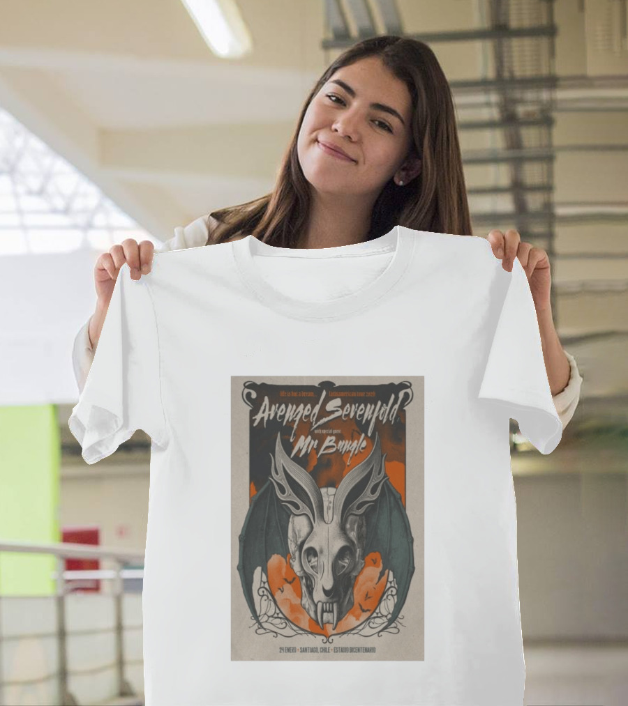Avenged Sevenfold Life Is But A Dream Latin American Tour 2026 Santiago Chile Estadio Bicentenario 24 Enero Mr. Bungle T-Shirt