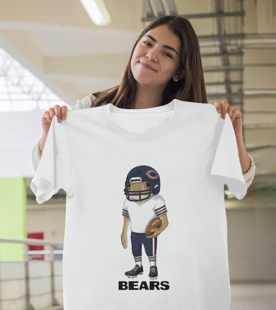 Bad Bunny Chicago Bears Concho Helmet Character With Football T-Shirt
