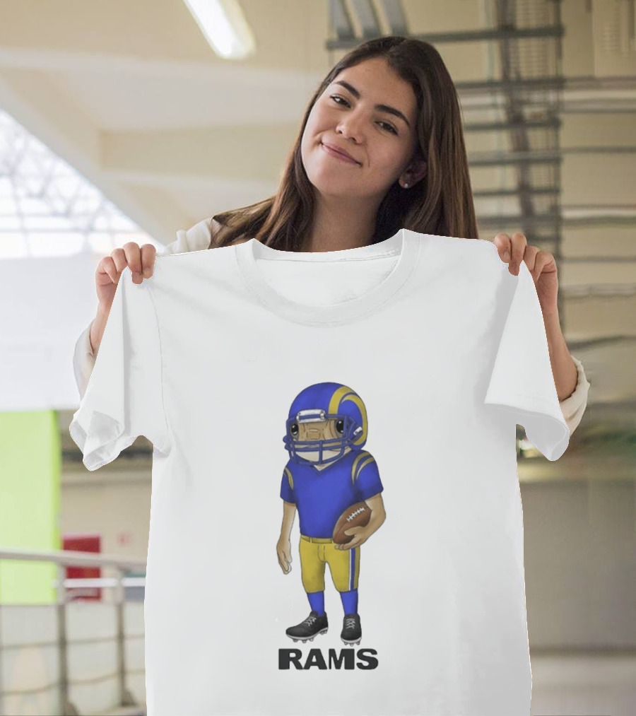 Bad Bunny Los Angeles Rams Football Character With Concho Helmet T-Shirt