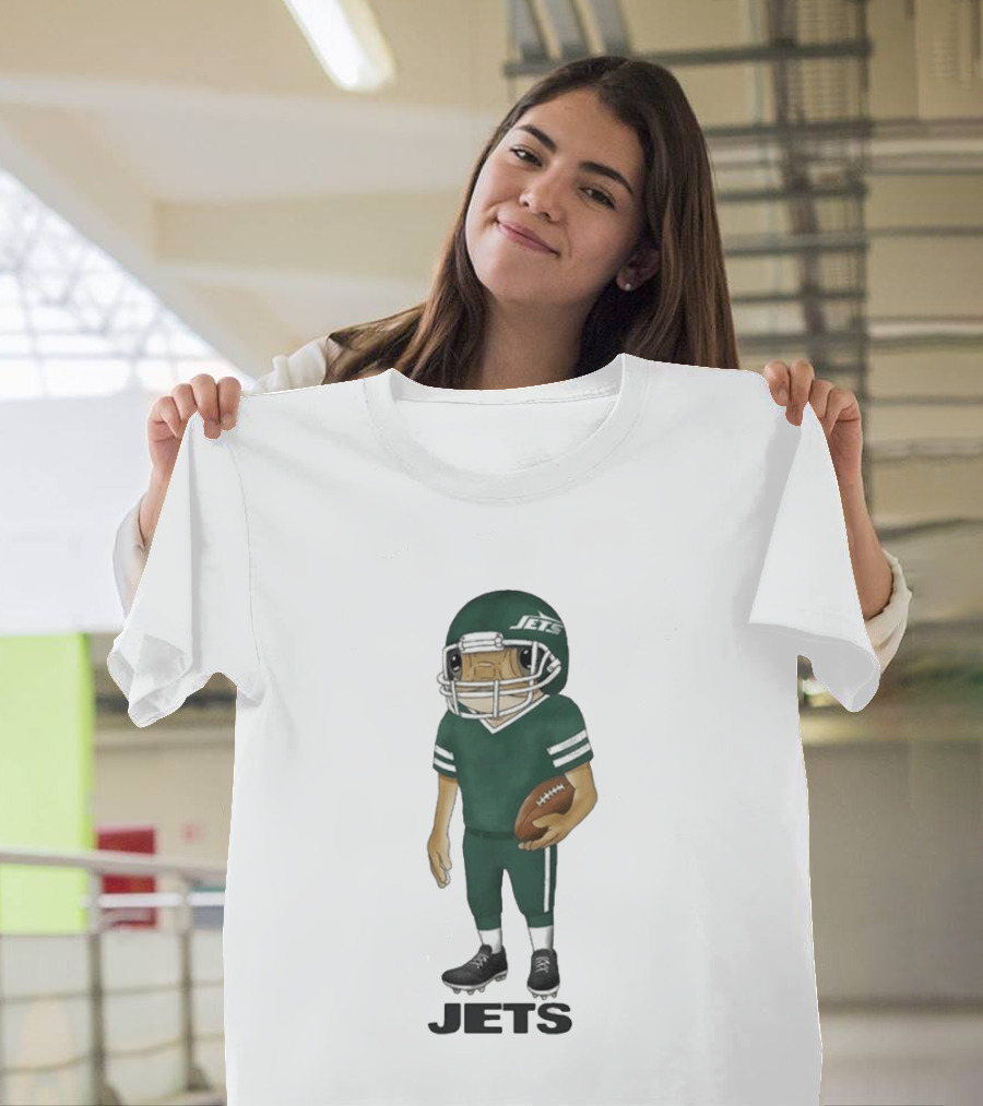 Bad Bunny New York Jets Cartoon Football Player T-Shirt