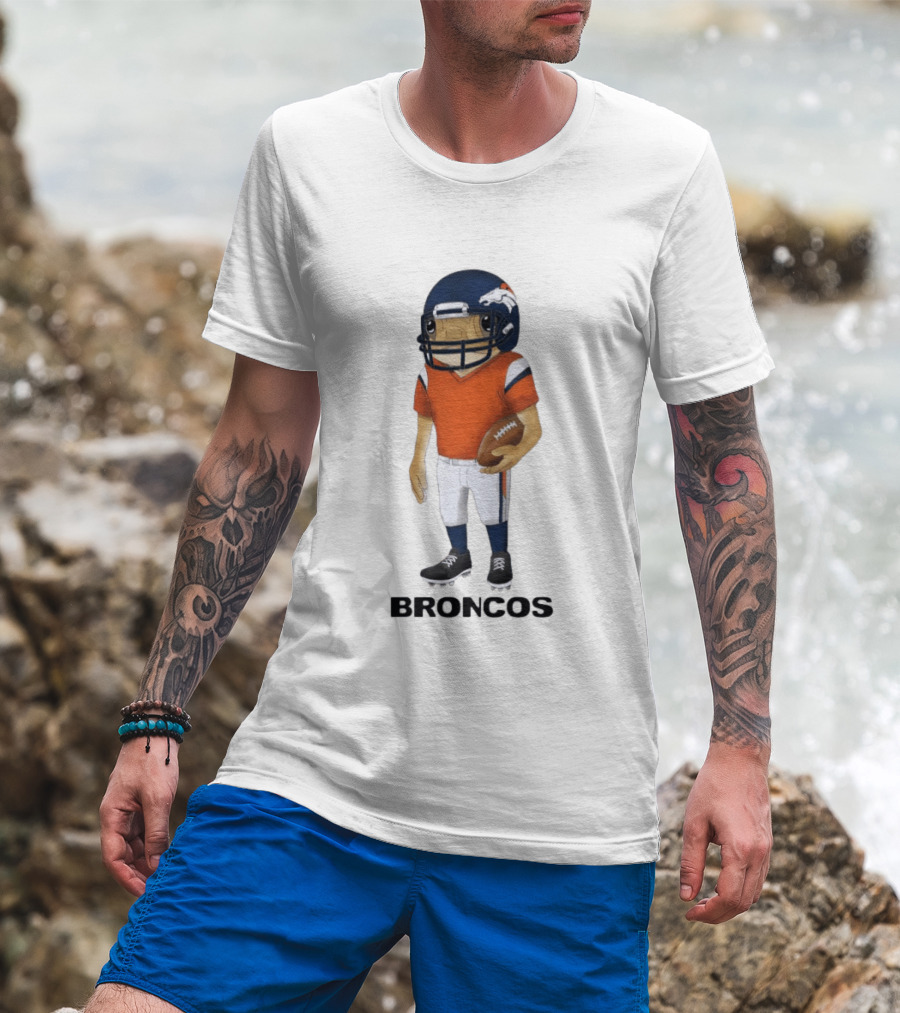 Bad Bunny X Denver Broncos Concho Collaboration Football Player T-Shirt