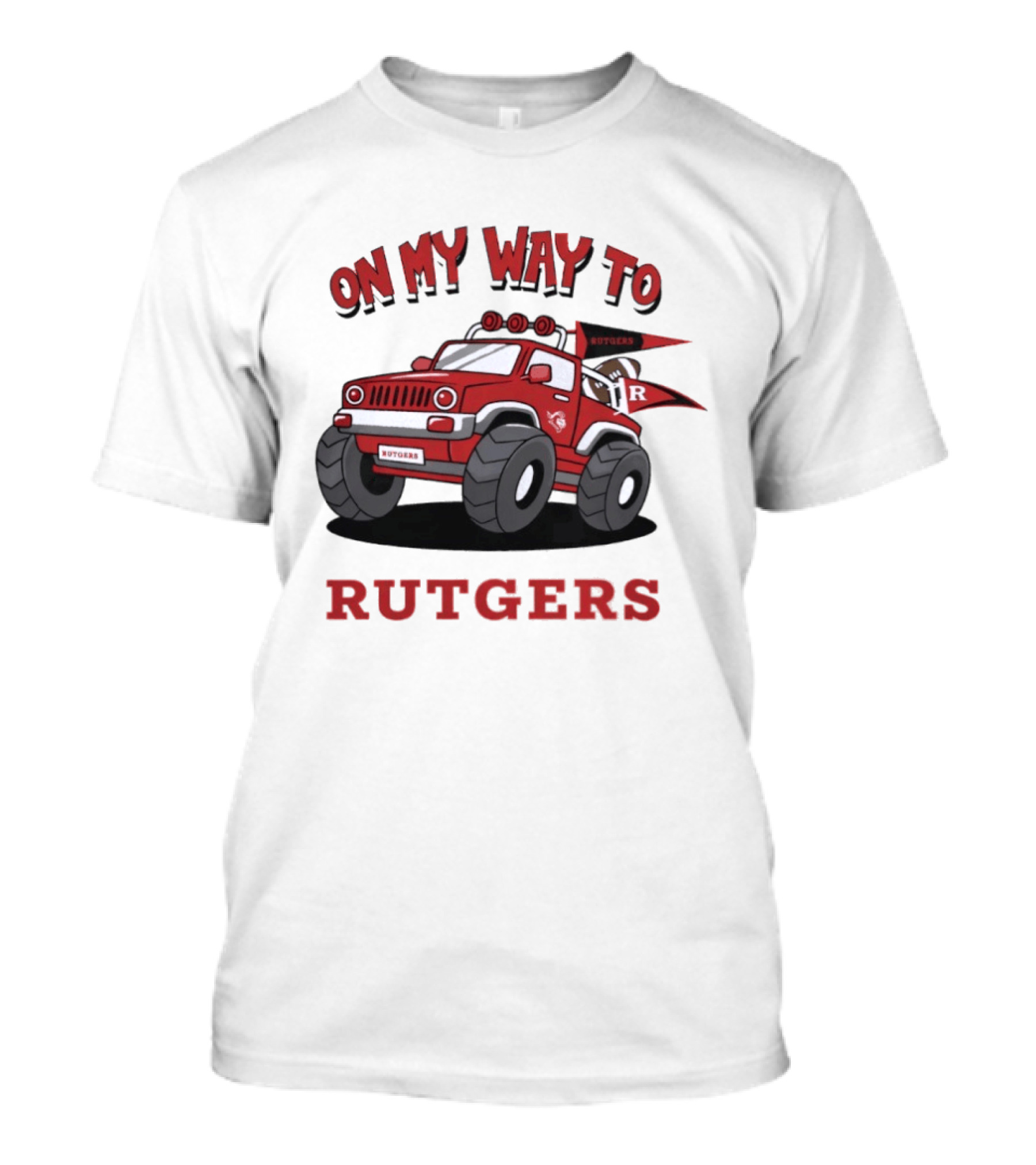 Rutgers Scarlet Knights On My Way To Rutgers Jeep Flags T-Shirt