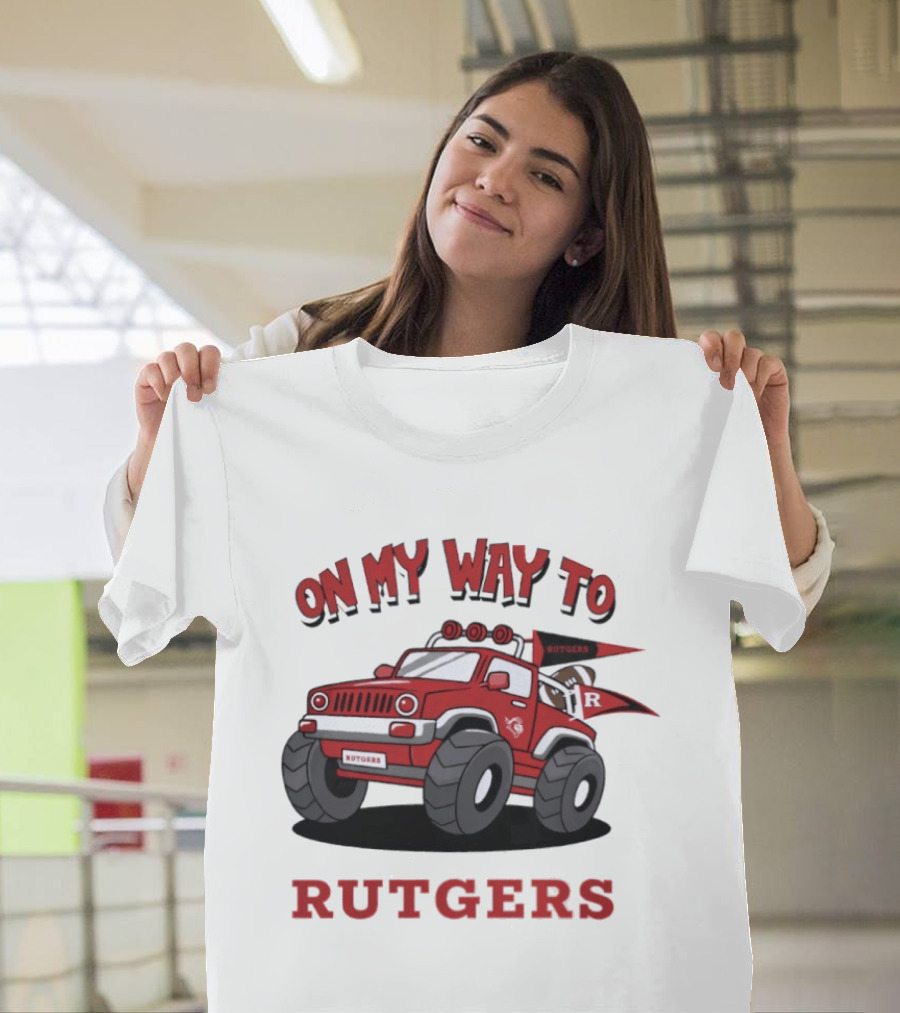 Rutgers Scarlet Knights On My Way To Rutgers Jeep Flags T-Shirt