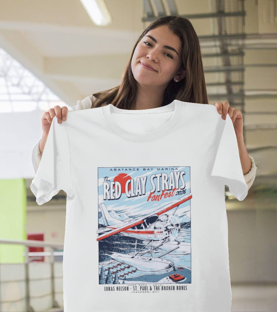 Abayance Bay Marina Red Clay Strays Fan Fest 2026 Rexford Montana Airplane Lake Scene T-Shirt