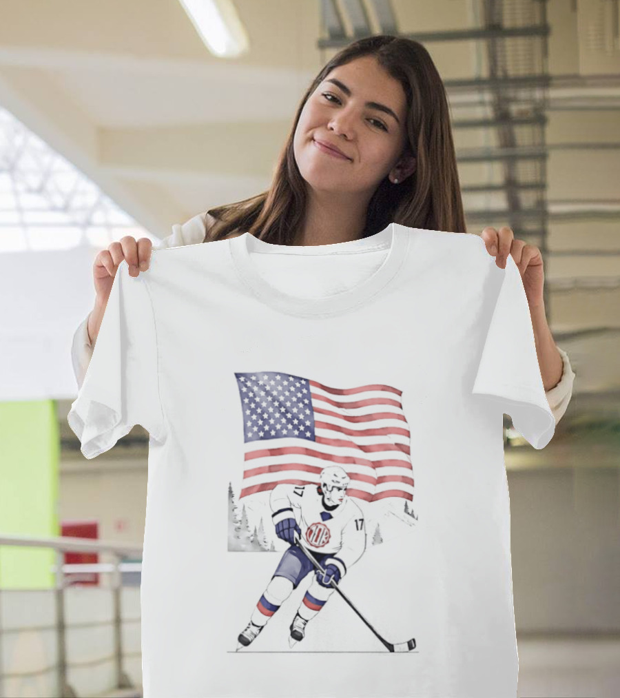 USA Hockey 10k Olympic American Flag Ski Team T-Shirt