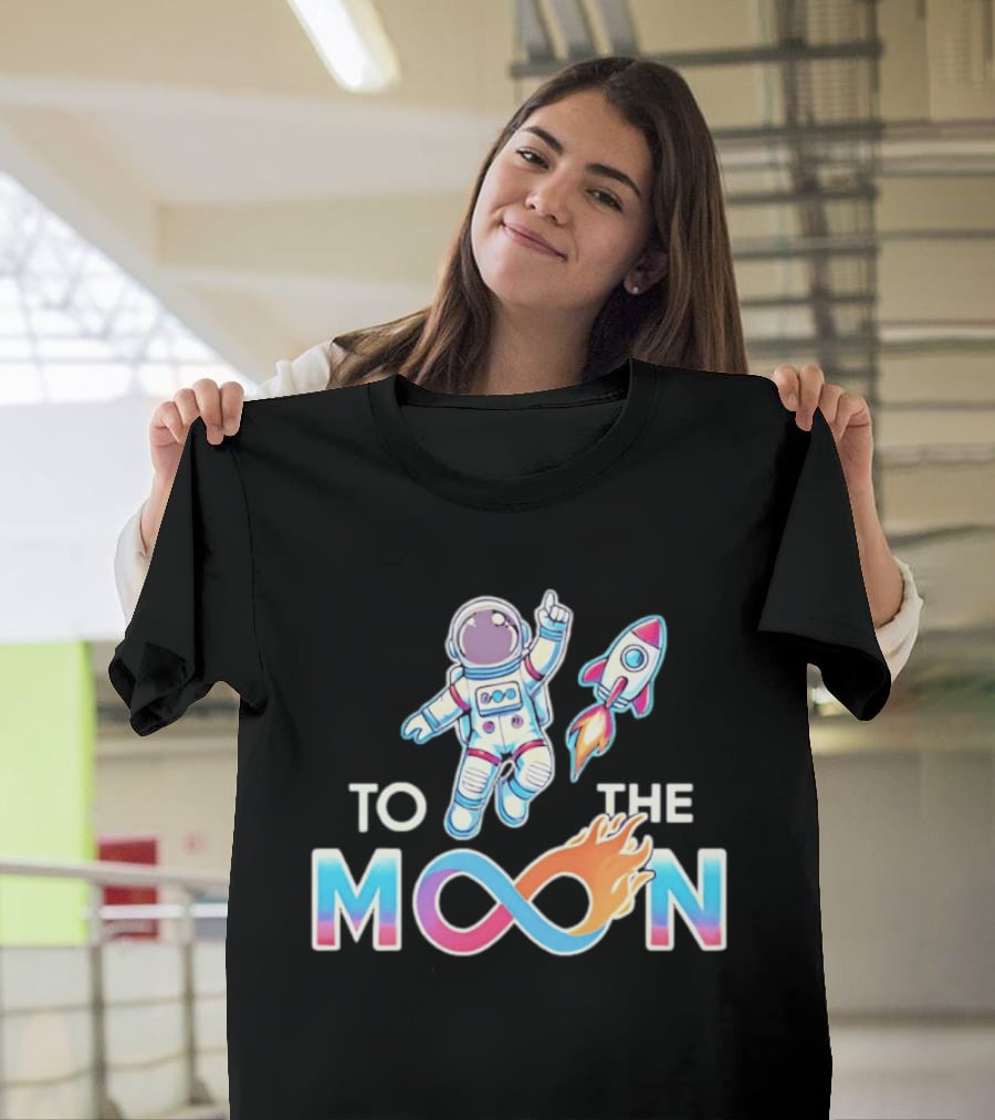 Astronaut Infinity Journey To The Moon With Rocket Flame T-Shirt