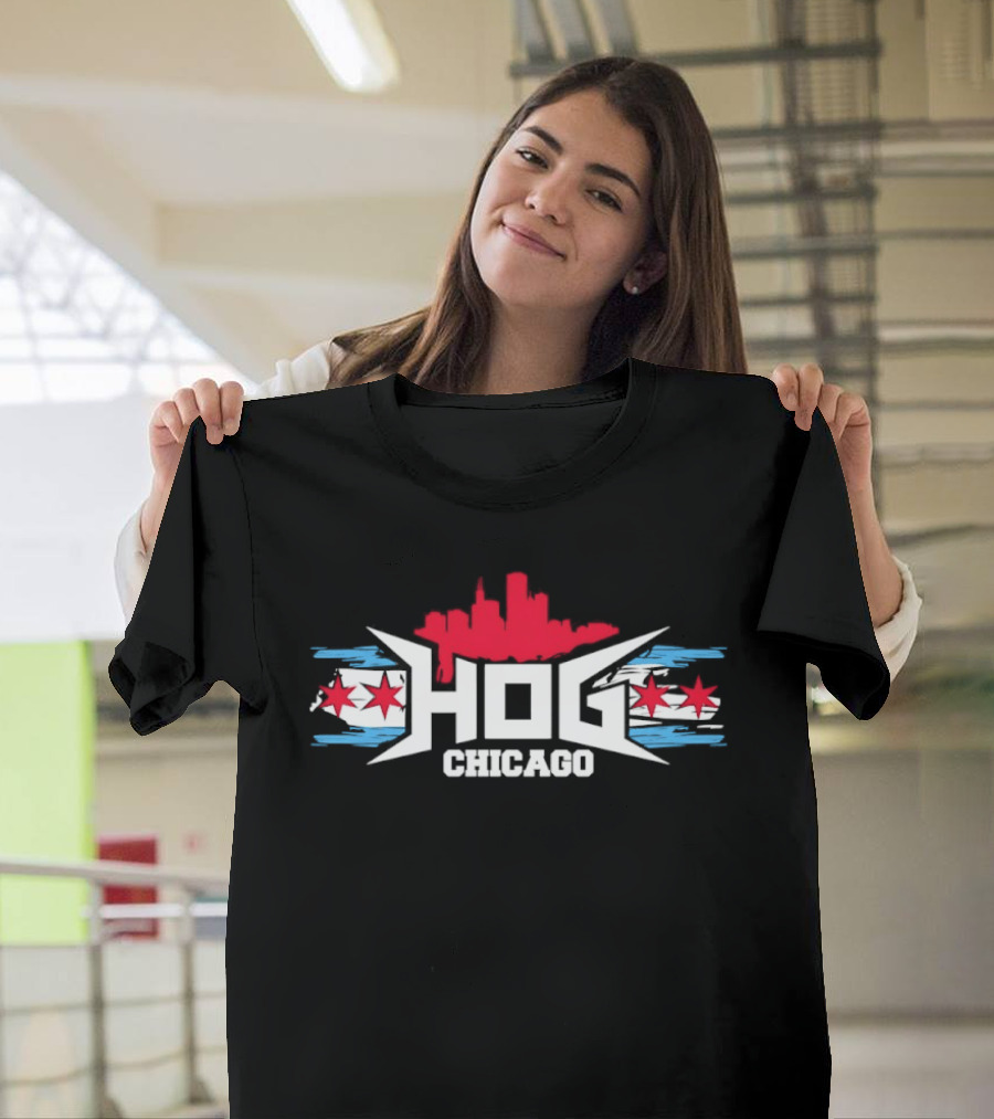 Hog Chicago City Skyline Flag Stars T-Shirt