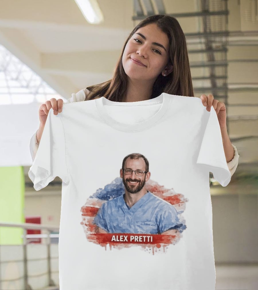 Alex Pretti Memorial ICU Nurse American Flag T-Shirt