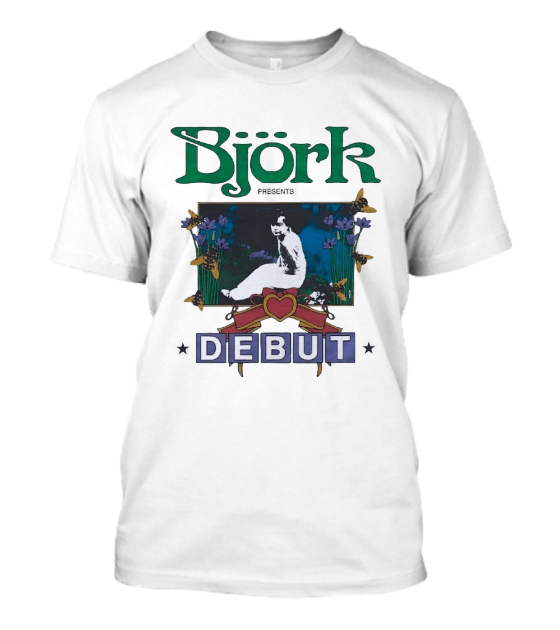 Björk Presents Debut Album Cover Art With Vintage Floral Frame T-Shirt