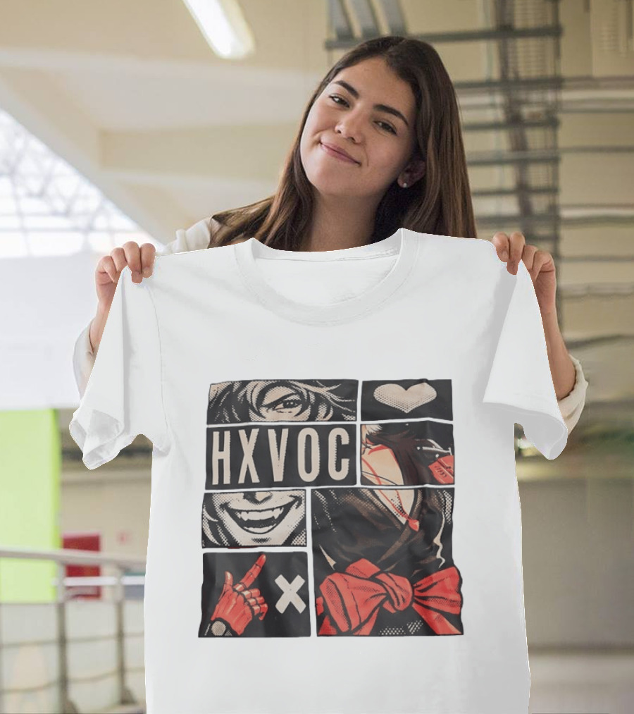 HXVOC Anime Manga Style Bold Red And Black T-Shirt