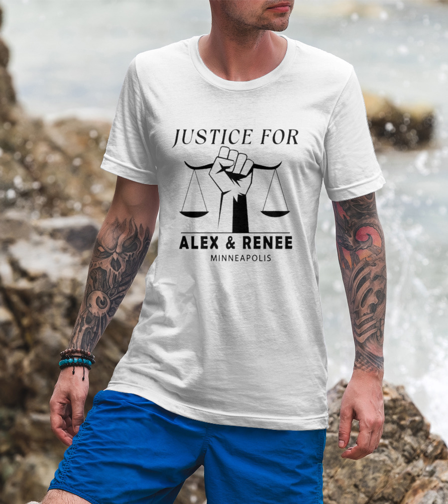 Justice For Alex And Renee Minneapolis Equality Movement Icon Fist With Scales T-Shirt