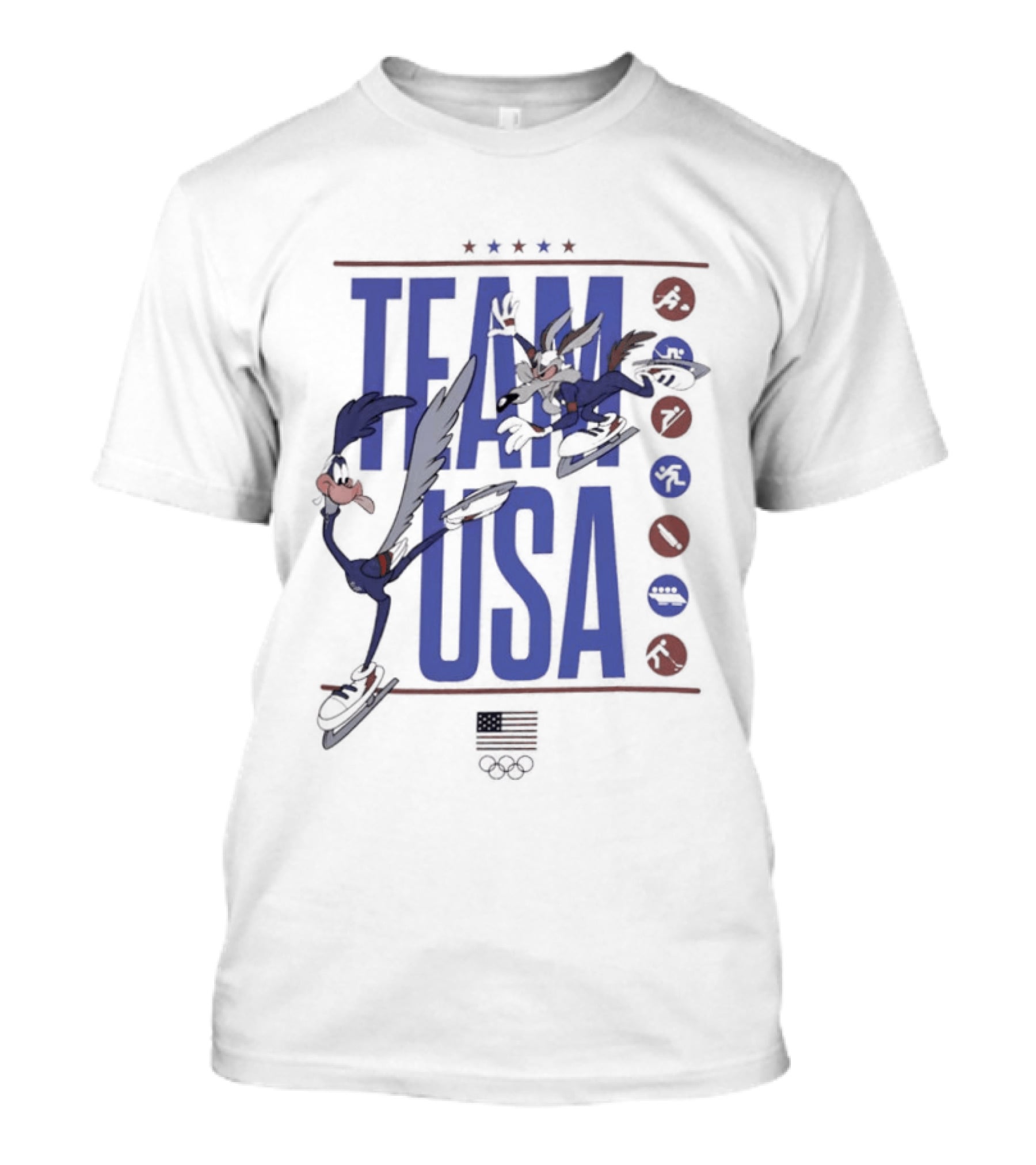 Team USA Looney Tunes Characters Ice Skating T-Shirt