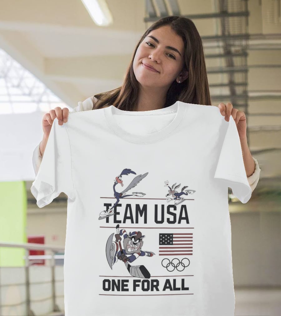 Team USA Looney Tunes One For All Olympics Characters American Flag T-Shirt