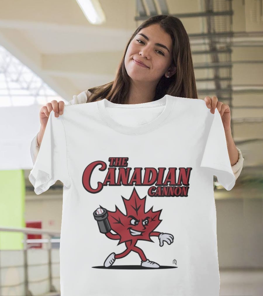 The Canadian Cannon Maple Leaf Character Baseball T-Shirt