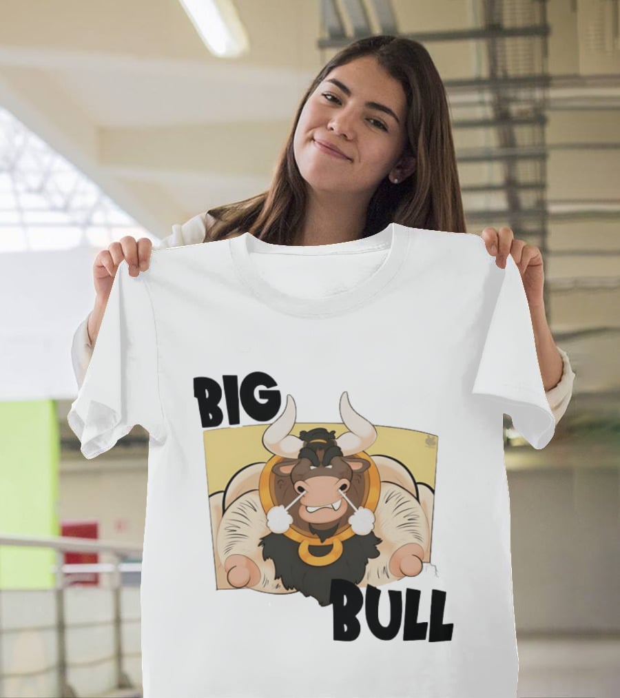 Big Bull Bara Male Minotaur Cartoon Whimsical Horned T-Shirt