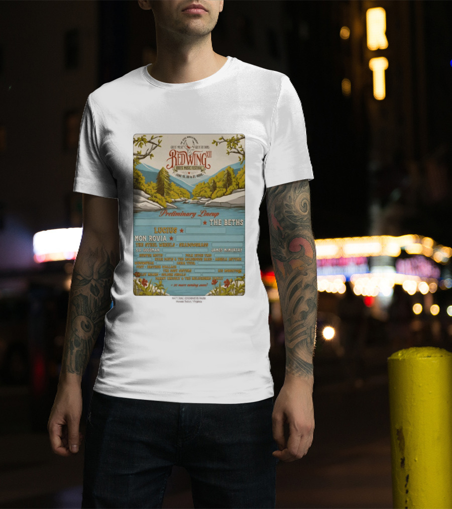 Red Wing Roots Music Festival XIII June 19 21 2026 Preliminary Lineup Lucius The Beths T-Shirt
