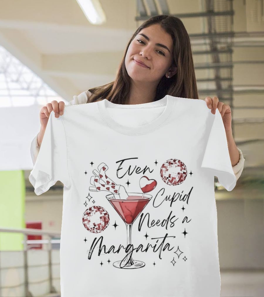 Even Cupid Needs A Margarita Valentine Hearts And Cocktail T-Shirt