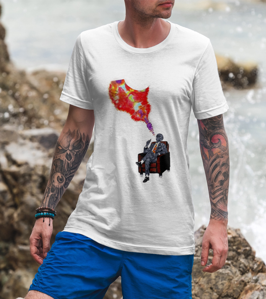 Finished Quazar Smoking Cosmic Alien In Suit With Colorful Smoke T-Shirt