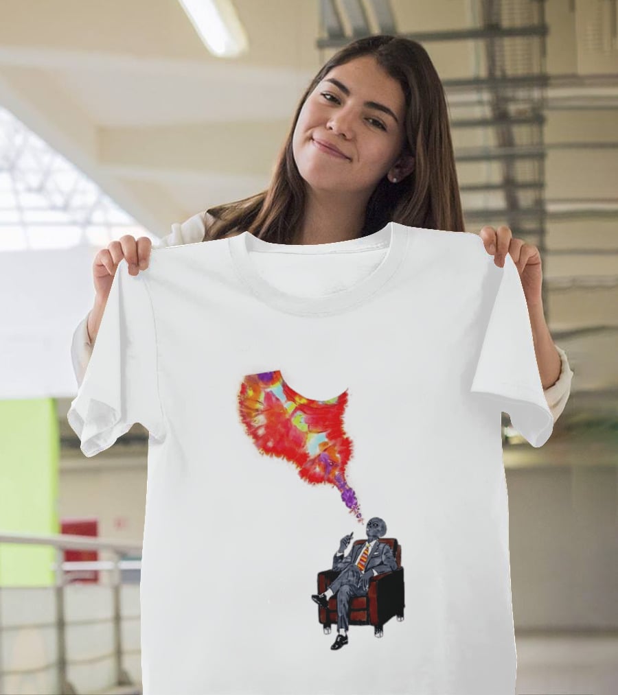 Finished Quazar Smoking Cosmic Alien In Suit With Colorful Smoke T-Shirt