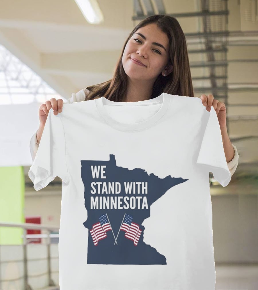 We Stand With Minnesota American Flags Solidarity T-Shirt