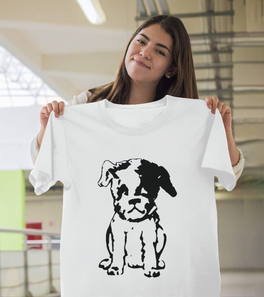 Puppy Dog Mystery Train Sketch Playful Canine T-Shirt