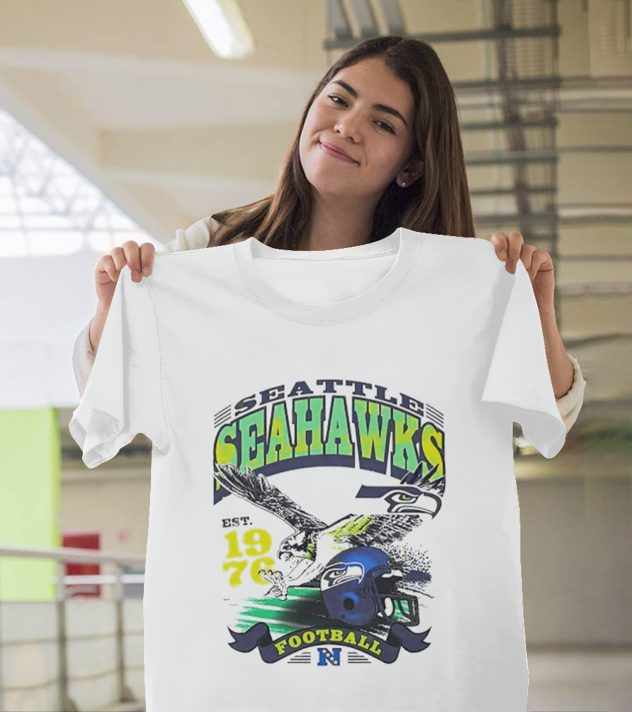 Seattle Seahawks Est. 1976 Football Puget Sound Champs Retro Helmet And Hawk T-Shirt