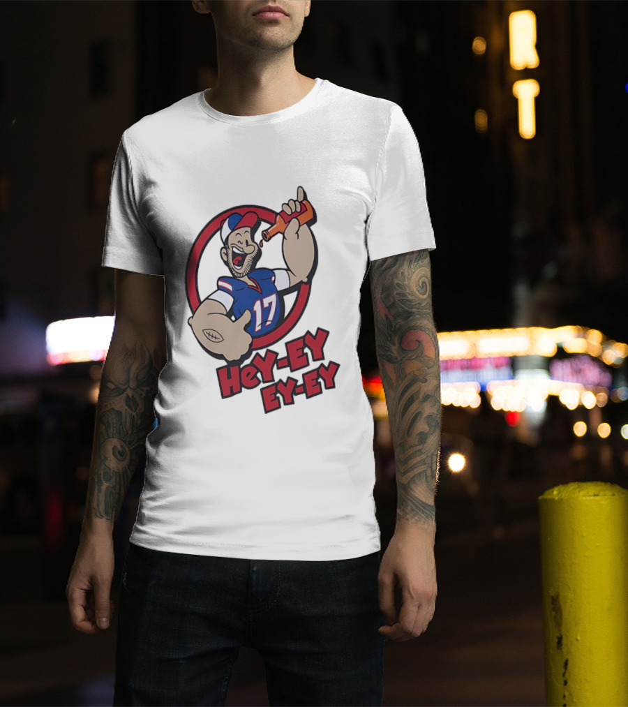 Hey Ey Ey Ey Josh Allen Illustrated Strong Finish Buffalo Bills T-Shirt