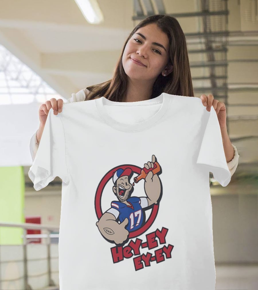 Hey Ey Ey Ey Josh Allen Illustrated Strong Finish Buffalo Bills T-Shirt