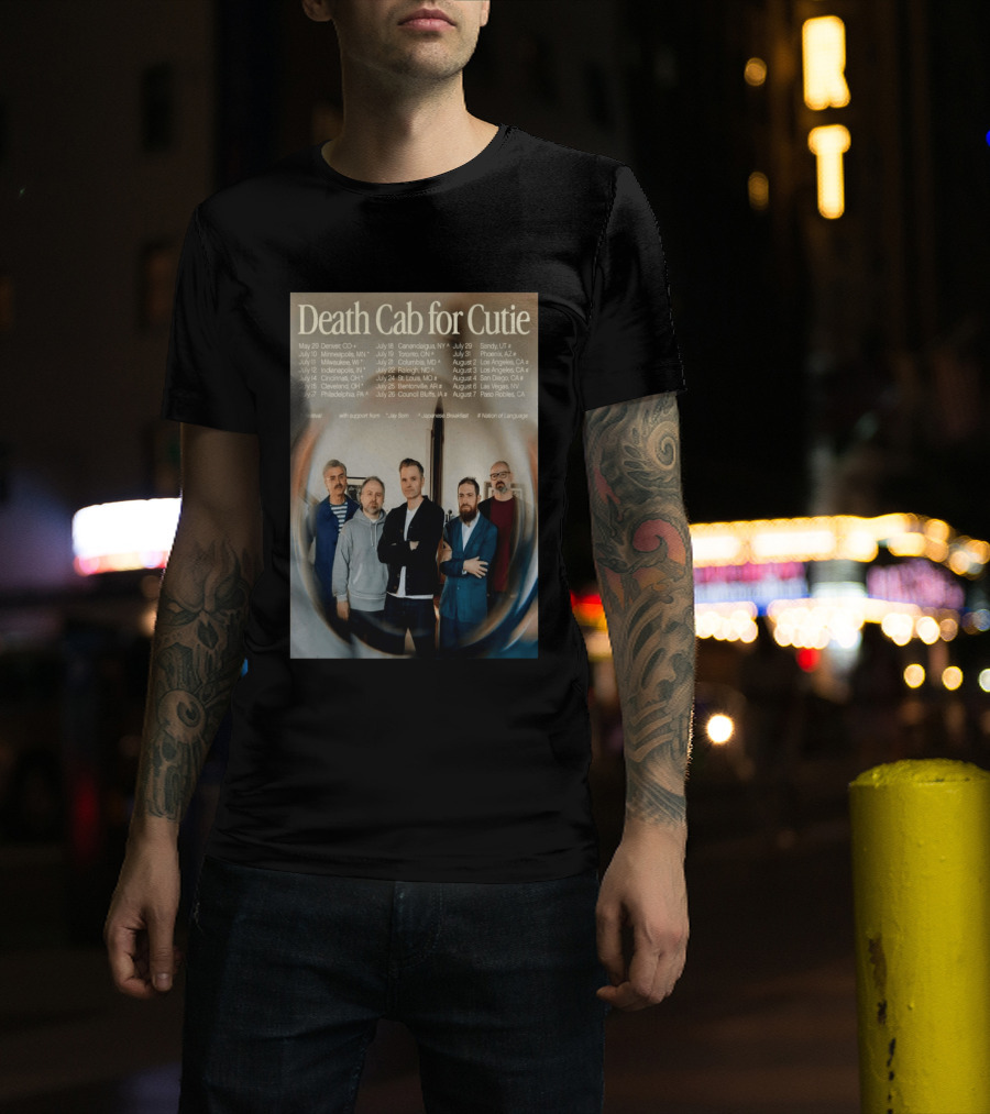 Death Cab For Cutie 2026 North America Tour Dates With Japanese Breakfast Jay Som Nation Of Language T-Shirt