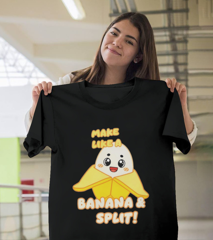 LankyBox Banany Make Like A Banana And Split Cute Cartoon T-Shirt