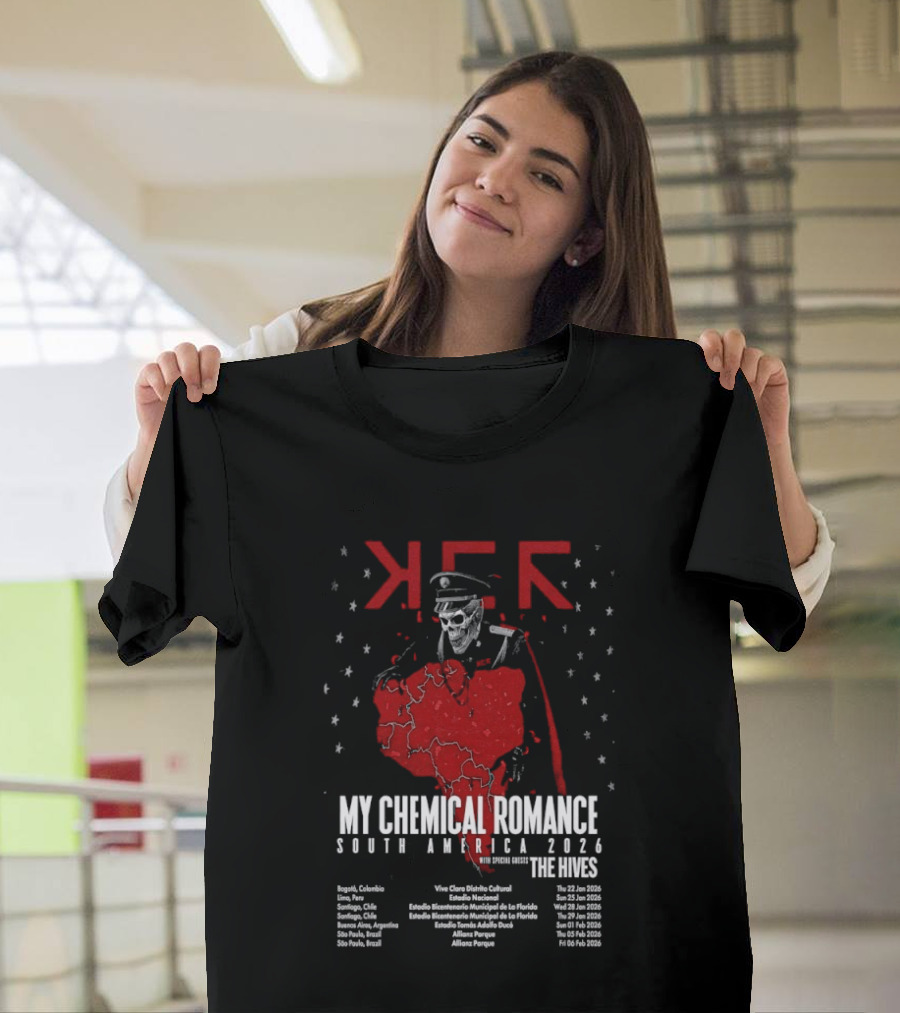 My Chemical Romance South America 2026 Tour The Hives Dates Cities Map Starry T-Shirt
