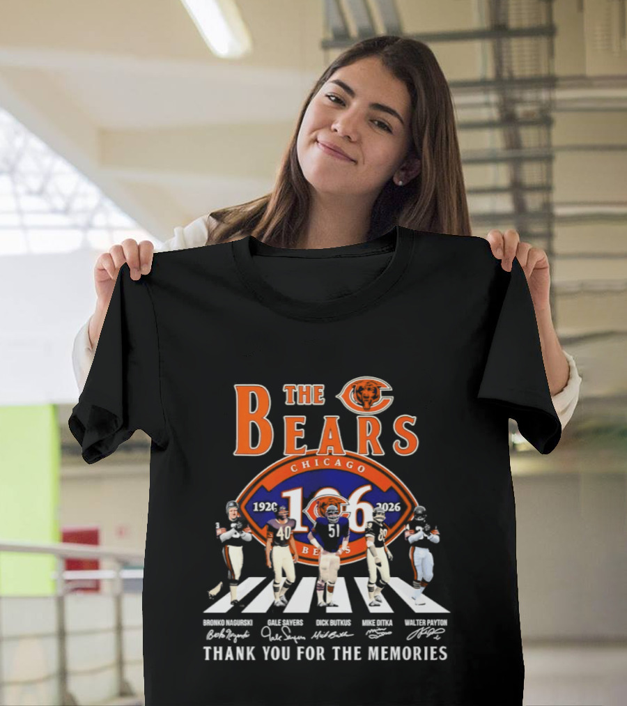 The Chicago Bears 106 Years 1920 2026 Player Road Thank You For The Memories T-Shirt
