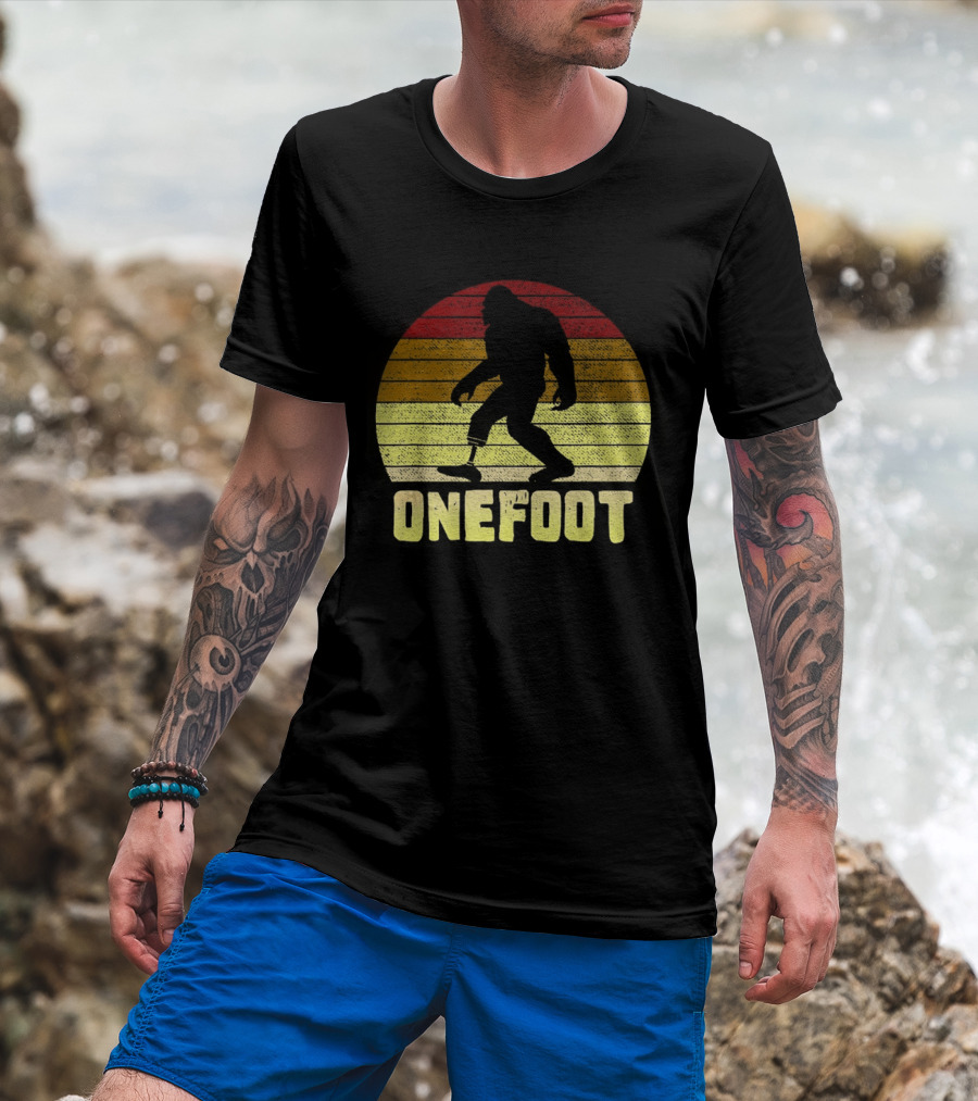 Bigfoot Artificial Leg Onefoot Silhouette Sunset T-Shirt