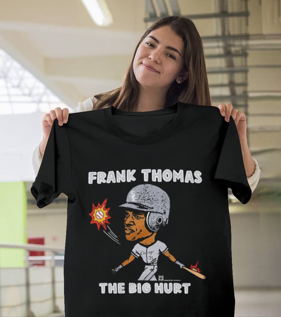 Frank Thomas The Big Hurt Chicago White Sox Baseball Cartoon T-Shirt