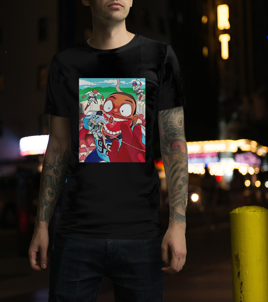 David Wyman 92 Seattle Seahawks Anime Crossover Characters Vibrant Action T-Shirt