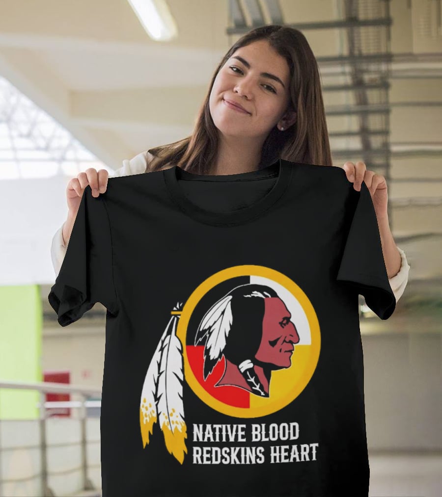 Native Blood Redskins Heart Washington Commanders T-Shirt