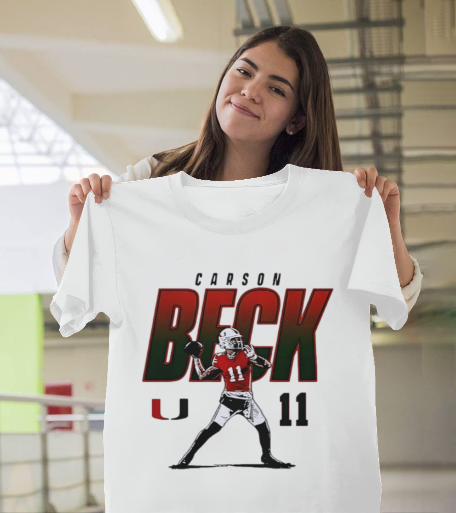 Carson Beck 11 Miami Hurricanes Football NCAA Legends Carrollton Caricature T-Shirt