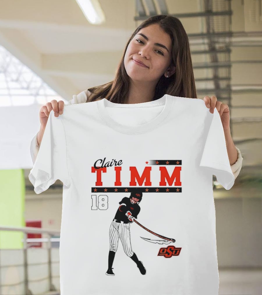 Claire Timm 18 OSU Cowgirls Softball Legend Player Caricature T-Shirt