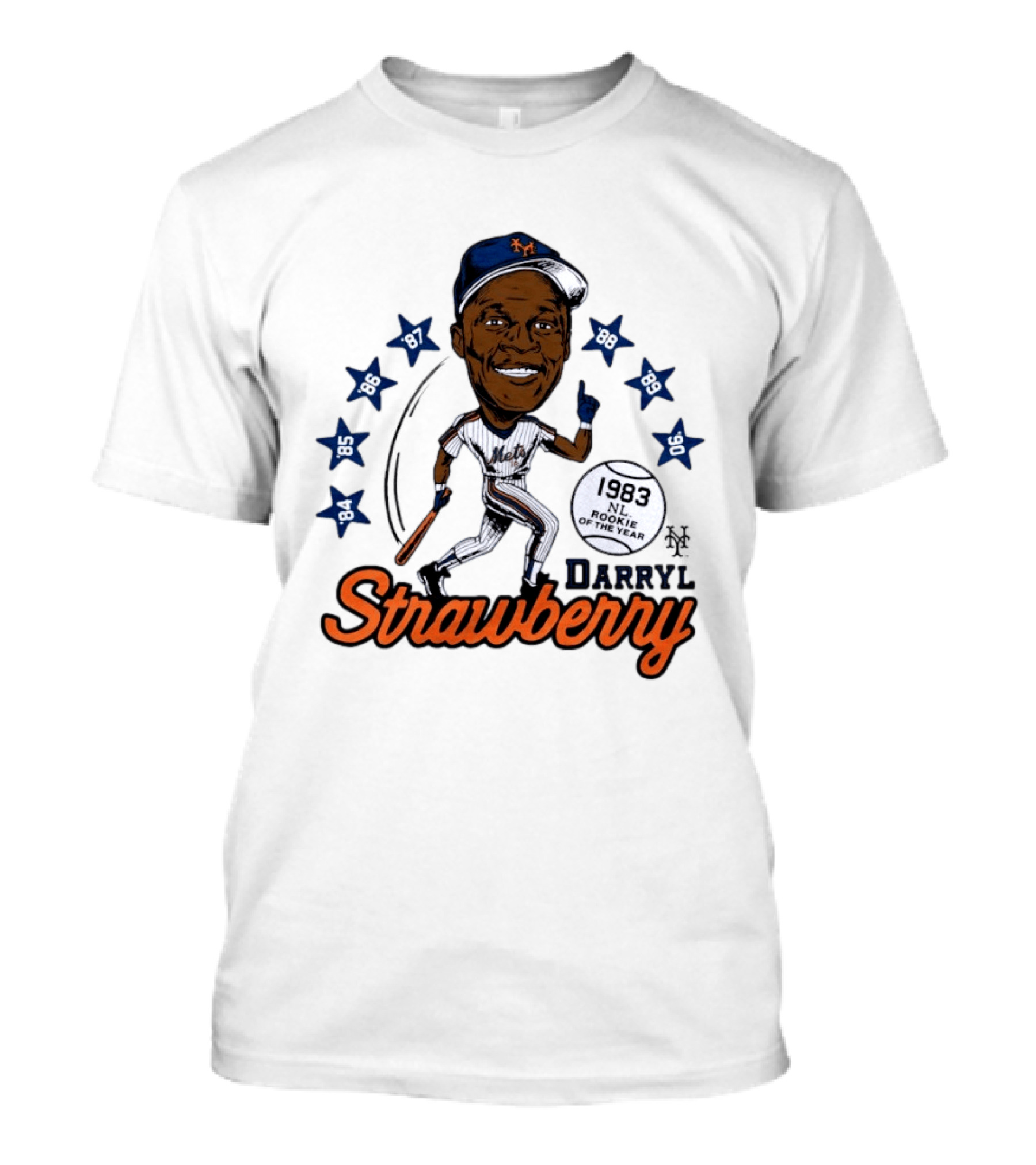 Darryl Strawberry New York Mets 1983 NL Rookie Of The Year Baseball Stars Icon 86 87 88 90 91 95 96 T-Shirt
