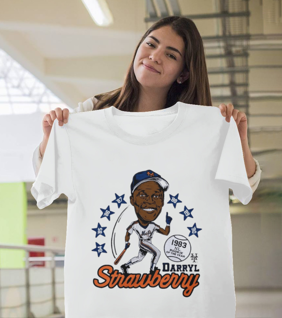 Darryl Strawberry New York Mets 1983 NL Rookie Of The Year Baseball Stars Icon 86 87 88 90 91 95 96 T-Shirt