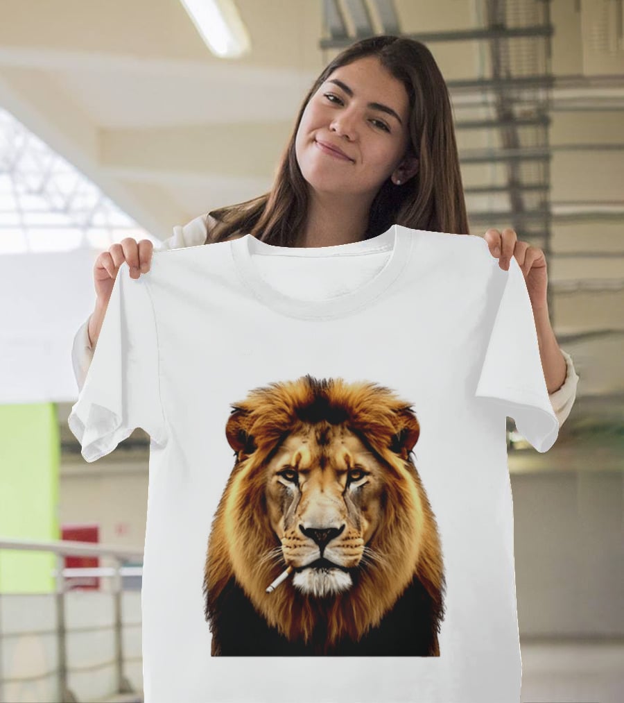 Lion Smoking Cigarette Majestic Wild T-Shirt