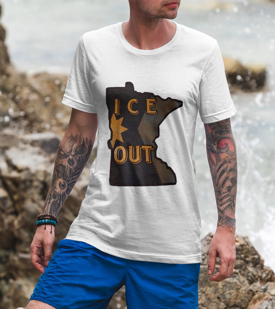 Minnesota Ice Out Bold Graphic State Map T-Shirt