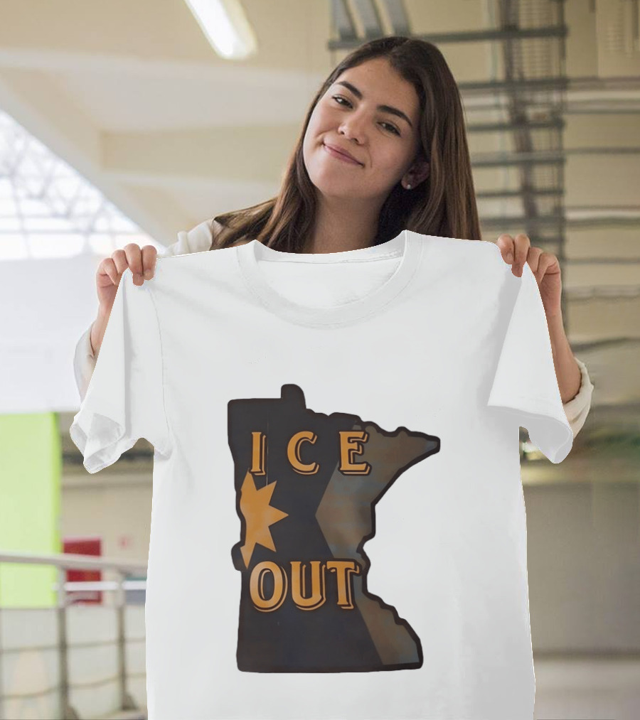 Minnesota Ice Out Bold Graphic State Map T-Shirt